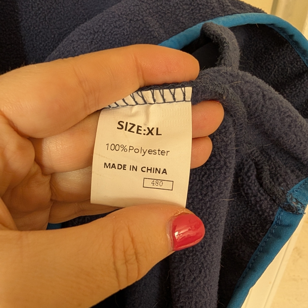 Navy and Pink Fleece Pullover XL - Picture 6 of 7